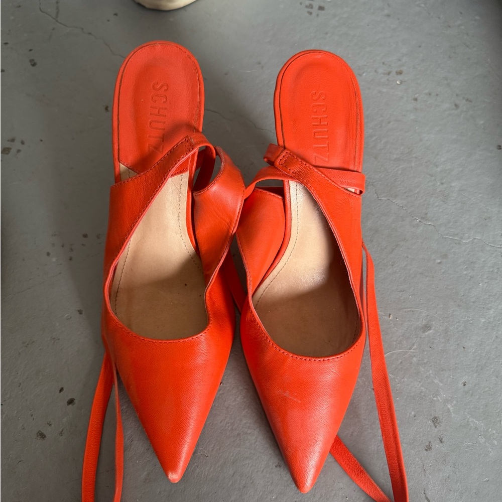 SCHUTZ Women's Bold Orange Pointed Heels